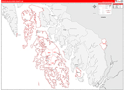 Prince of Wales-HyderBorough (County), AK Wall Map Zip Code Red Line Style 2026